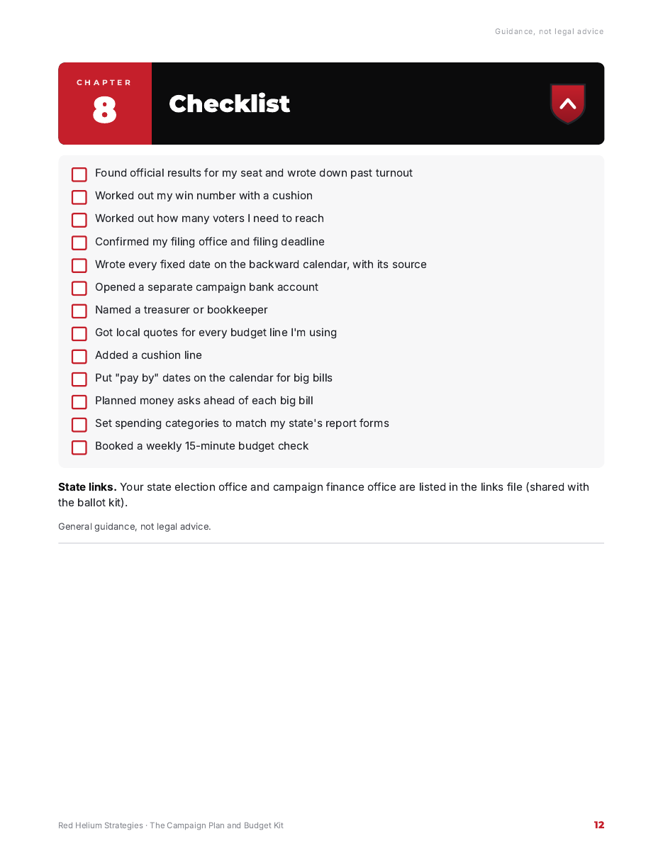 The Campaign Plan and Budget Kit page preview